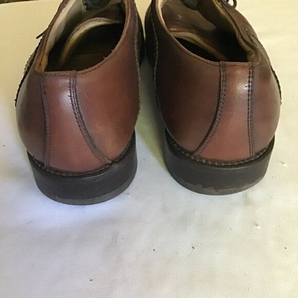 Mens Brown Leather Brogue Oxford Shoes With Lace-Up Design & Rubber Soles - Picture 4 of 12